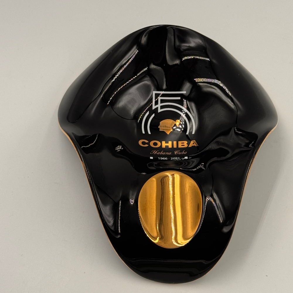 Cohiba 55th Anniversary Cigar Ashtray Black Gold Ceramic 1966-2021 Single Rest